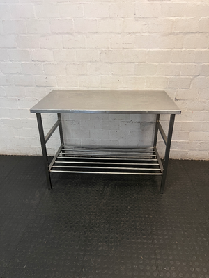 Industrial Stainless Steel Prep Table with Slatted Shelf — Good Working O - 2ndhandwarehouse.com