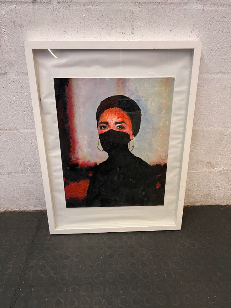 Framed Portrait Painting in White Frame — Good C - 2ndhandwarehouse.com