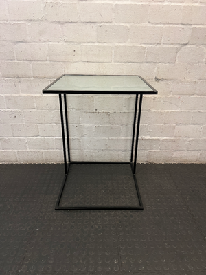 Z-Shaped Black Steel and Glass Side Table — Fair Used C - 2ndhandwarehouse.com