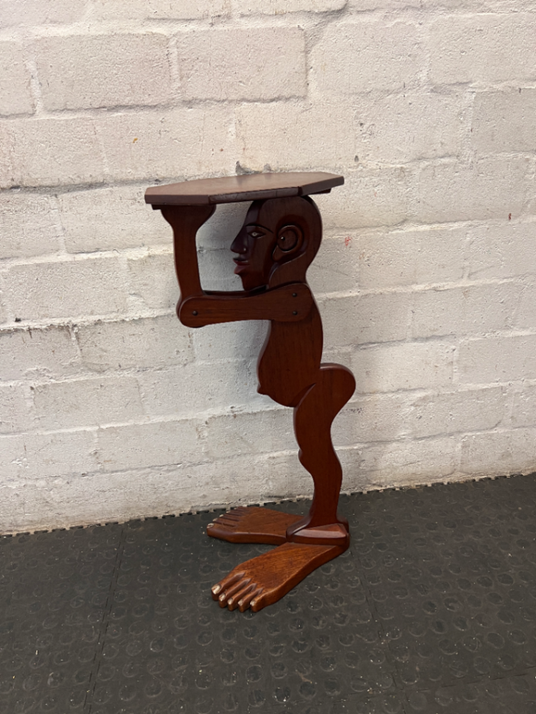Carved Wooden Figurative Side Table - 2ndhandwarehouse.com