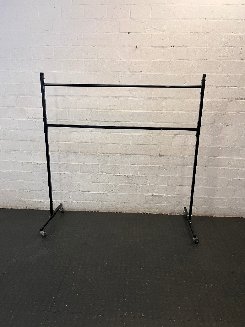Double Tier Mobile Black Metal Clothing Rail — Well Used C - 2ndhandwarehouse.com