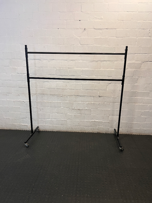 Double Tier Mobile Black Metal Clothing Rail — Well Used C - 2ndhandwarehouse.com