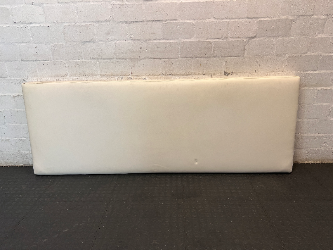 White Faux Leather King Size Headboard — Visible Surface Wear and Marks