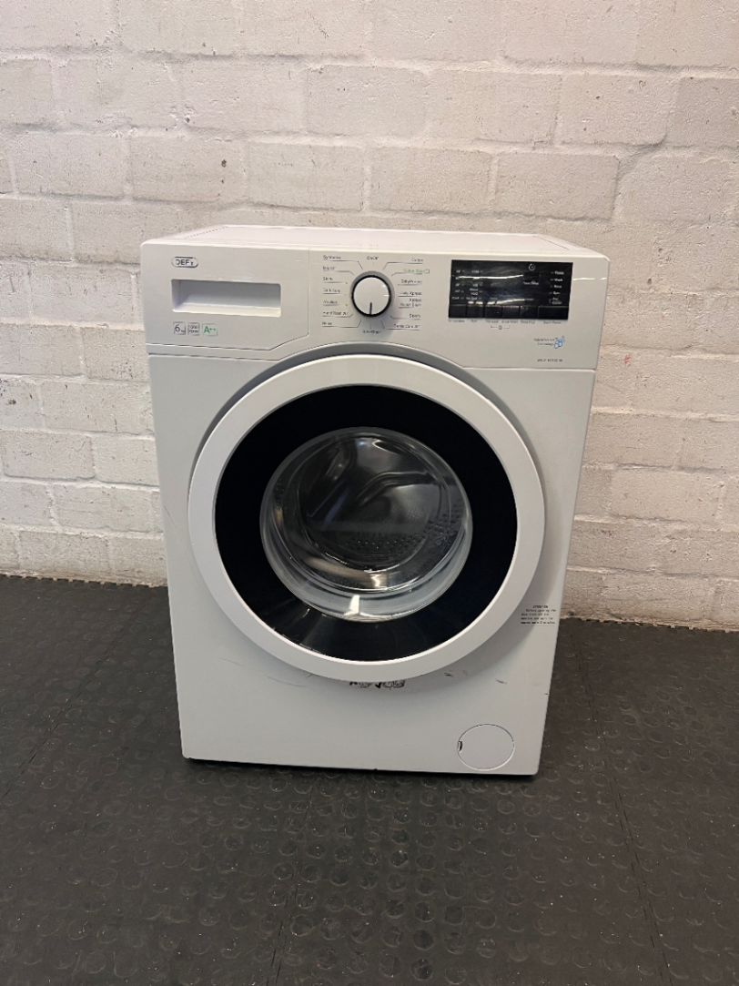 Defy White Front Loader Washing Machine — Good Working Order with Minor Scuffs
