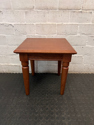 Classic Square Wooden Side Table with Turned Legs — Clean and Well Maintained - 2ndhandwarehouse.com