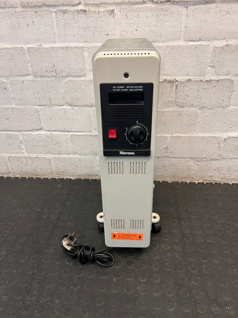 Tropical White Oil-Filled Heater with Castors — Good Working Order