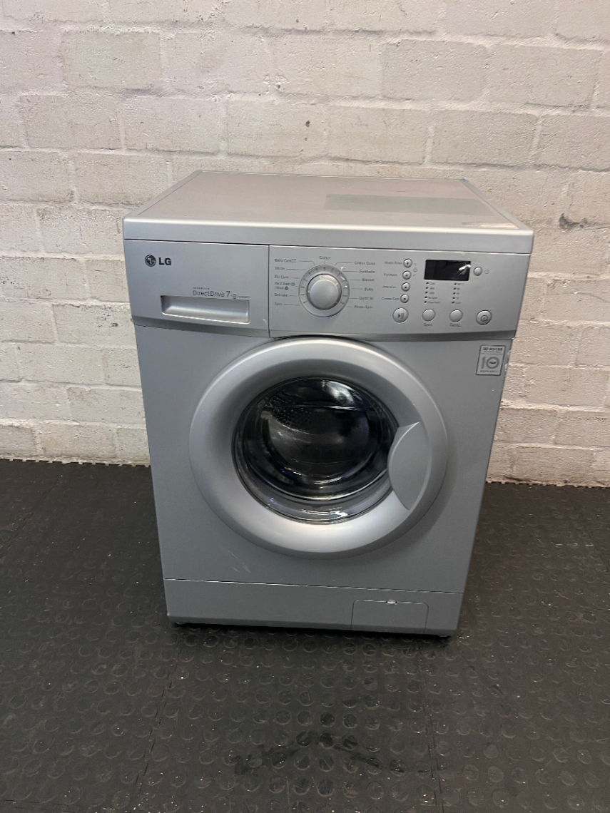 LG 7kg Front Loader Washing Machine in Grey — Good Working Order with Surface Scuffs - 2ndhandwarehouse.com