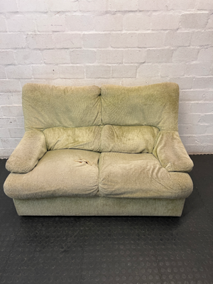 Corduroy Upholstered 2 Seater Couch in Olive Green