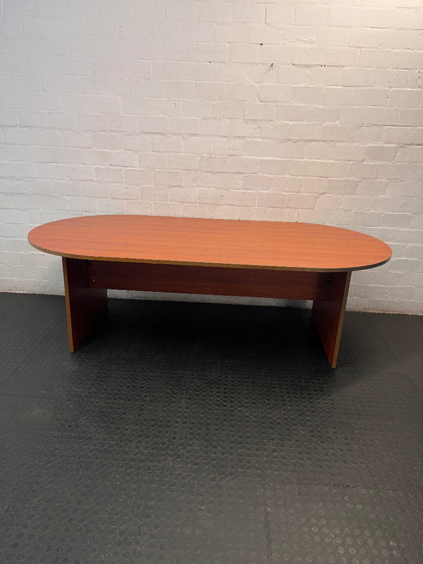 Oval Wood-Tone Boardroom Table — Good Working Order