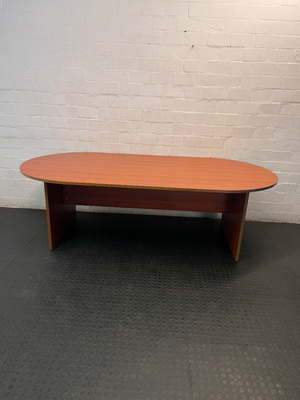 Oval Wood-Tone Boardroom Table — Good Working Order