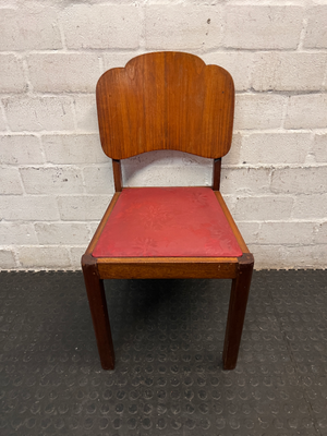 Vintage Wooden Dining Chair with Scalloped Backrest
