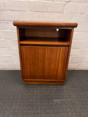 Compact Wood TV Unit with Storage Doors — Fair Condition with Surface Wear
