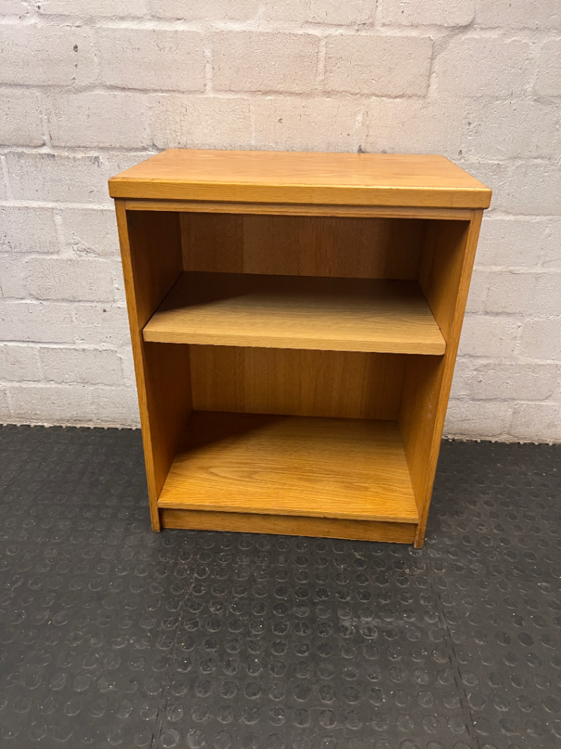 Medium Wooden Two-Tier Bookshelf — Fair Condition with General Wear