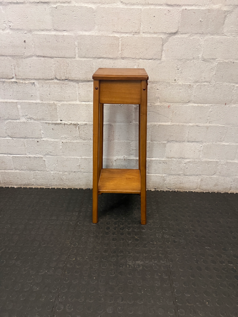 Tiered Wooden Plant Stand with Lower Shelf — Well Used Condition