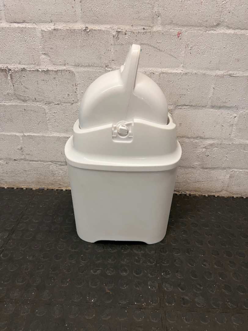 White Rotating Plastic Nappy Bin — Clean and Tested