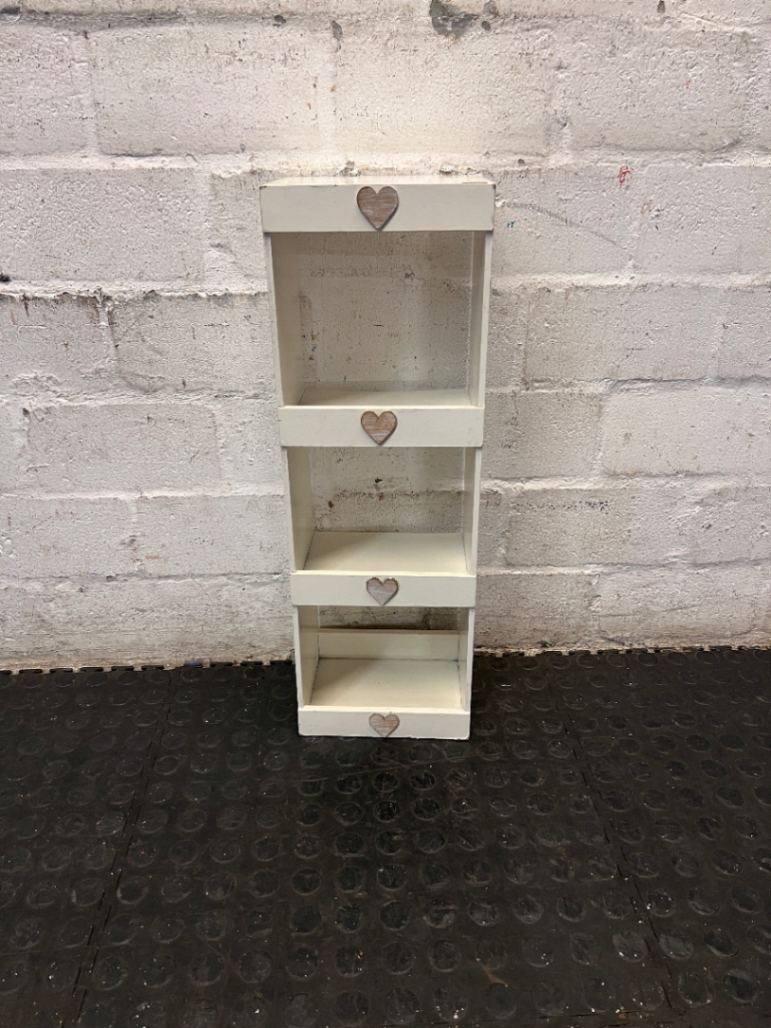 Slim Wooden 4-Tier Shelf with Heart Detail