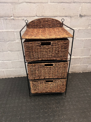 Woven Wicker and Metal Storage Chest