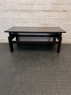 Dark Wood Rectangular Coffee Table — Fair Condition with Visible Wear
