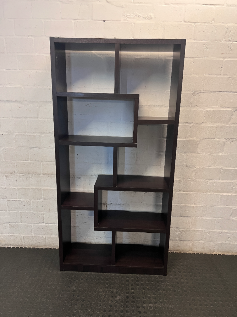 Dark Wood Geometric Open Bookshelf — Good Working Order
