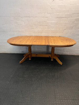 Oval Extendable Wooden Dining Table — Fair Condition with Surface Scratches and Wear