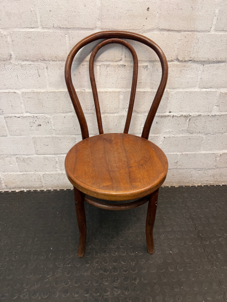 Vintage Bentwood Style Wooden Dining Chair — Surface Scuffs and Worn Varnish on Seats