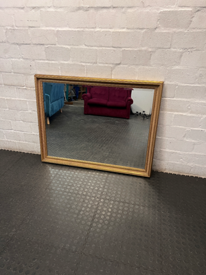 Ornate Gold-Toned Ribbed Wall Mirror — Good Condition