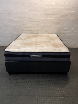 Queen Sleepmasters Base Set — 9-Month-Old Mattress and Base in Fair Condition
