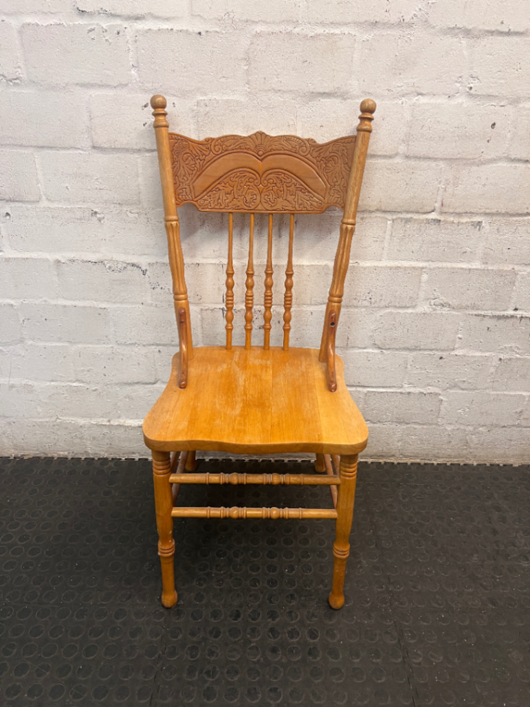 Carved Wooden Spindle Back Dining Chair