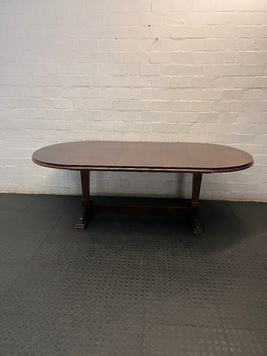 Oval Dark Wood Trestle Dining Table