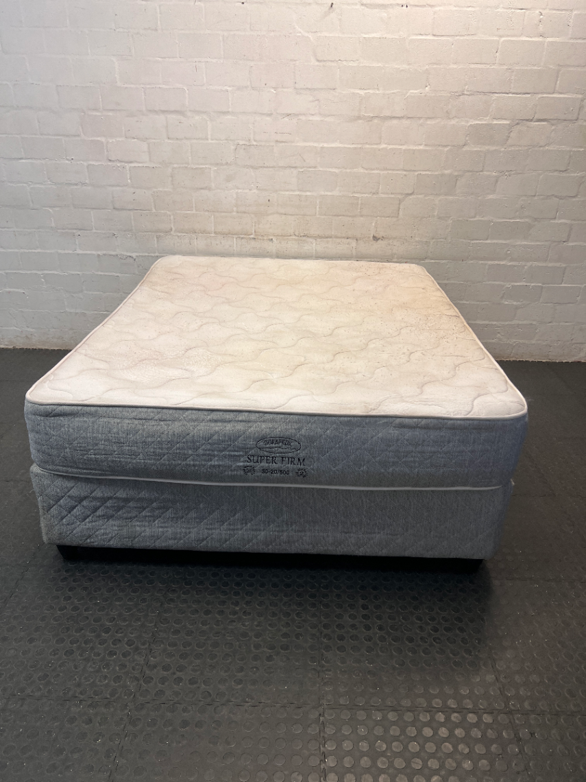 Queen Durapedic Super Firm Mattress and Base Set — Visible Light Surface Staining