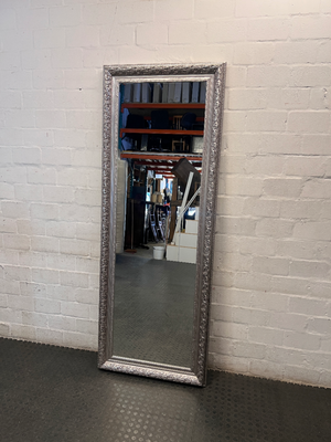 Ornate Full-Length Silver Mirror — Good Condition
