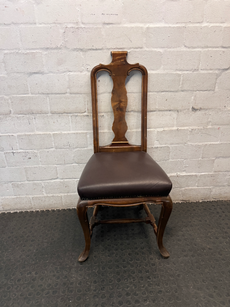 Weylandts Wood and Leather Dining Chair — One Chair Chipped at Top