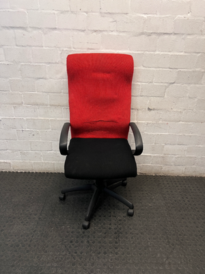 Two-Tone Red and Black High Back Office Chair