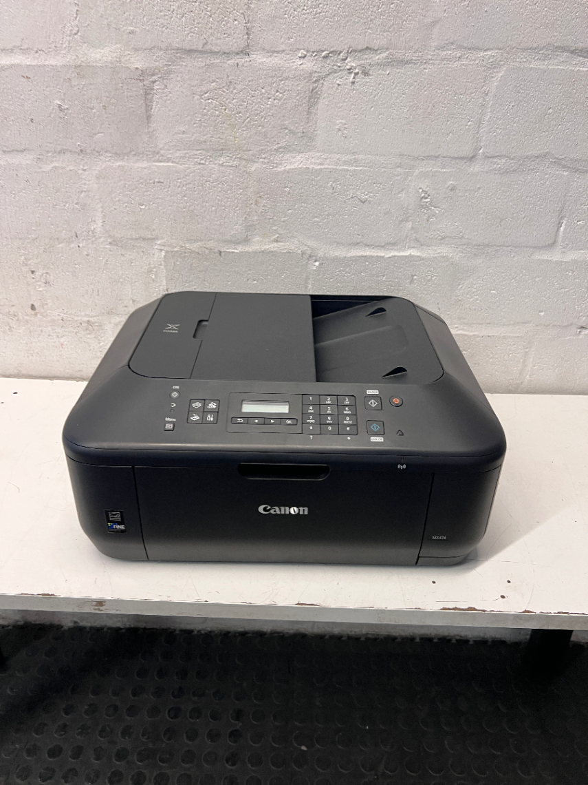 Canon PIXMA MX474 All-In-One Inkjet Printer — Operational With Depleted Ink Cartridges