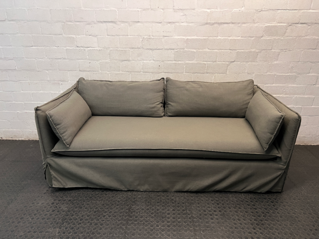 Coricraft Delphi Slipcover 3 Seater Couch in Olive — Very Good Original Condition