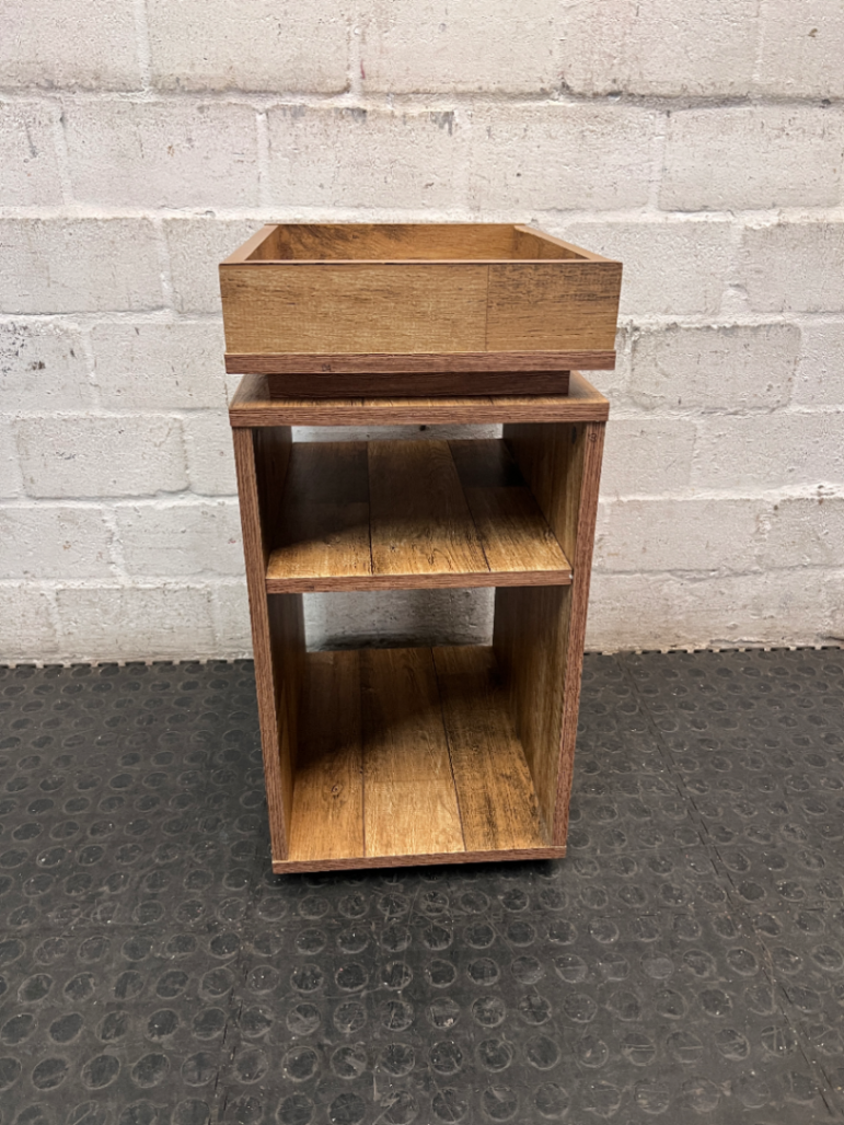 Wooden Grain Side Table with Tray Top