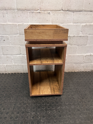 Wooden Grain Side Table with Tray Top