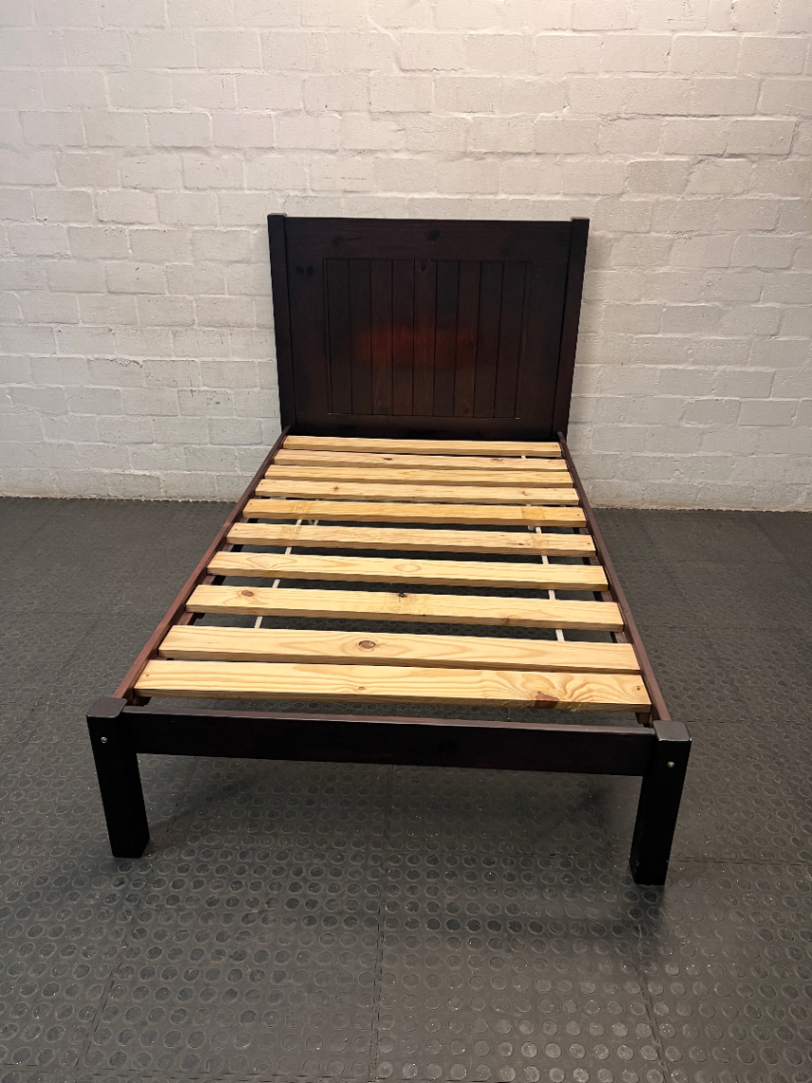 Black Wooden Single Bed Frame — Good Condition with Included Mattress