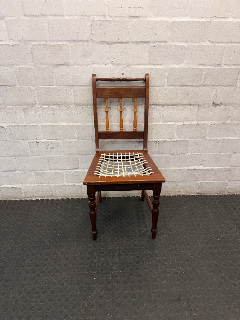 Vintage Dark Wood Dining Chair with Spindle Detail