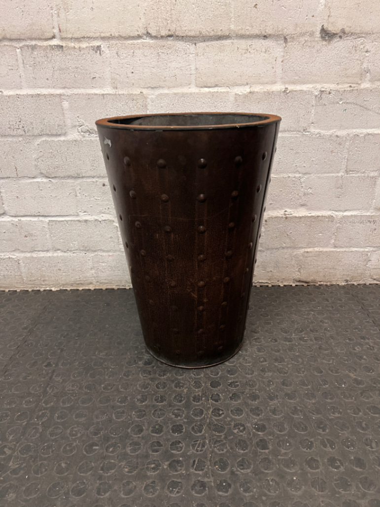 Studded Tapered Metal Planter Pot