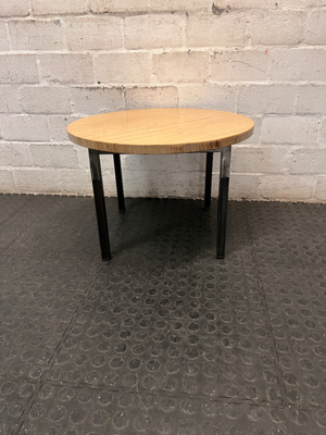 Round Light Wood and Metal Coffee Table — Clean Condition