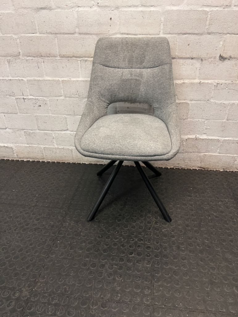 Decofurn Grey Fabric Dining Chair with Black Metal Legs — Good Working Order