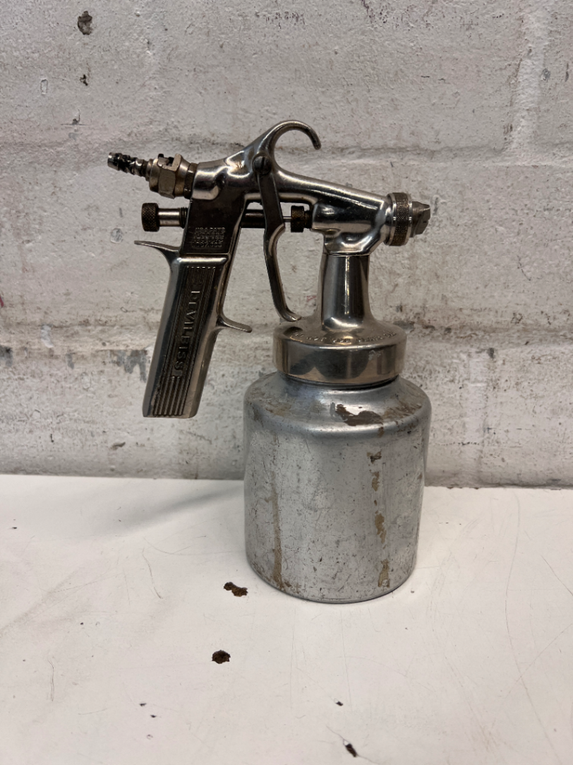 DeVilbiss Metal Pneumatic Spray Gun with Canister — Well Used Condition
