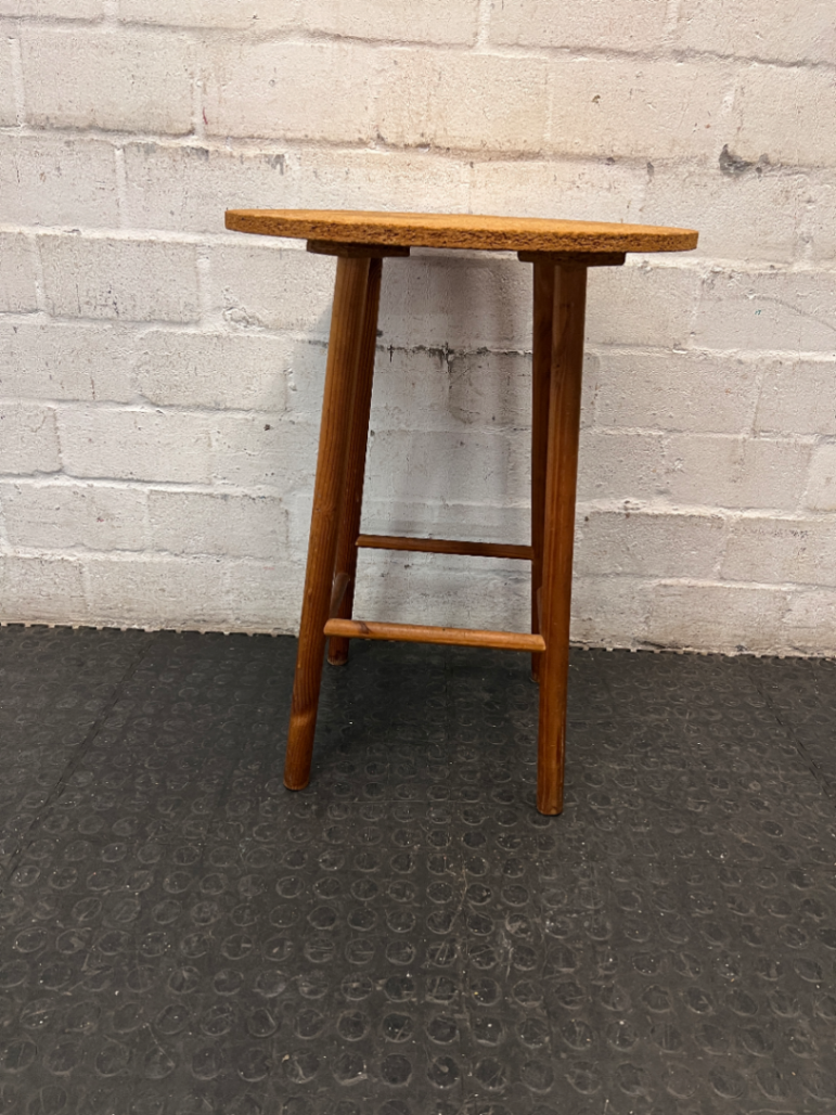 Round Wooden Tripod Side Table — Well Used Fair Condition