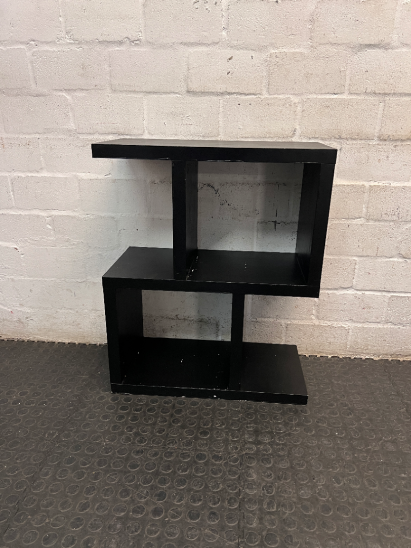 Geometric S-Shaped Shelving Unit in Black