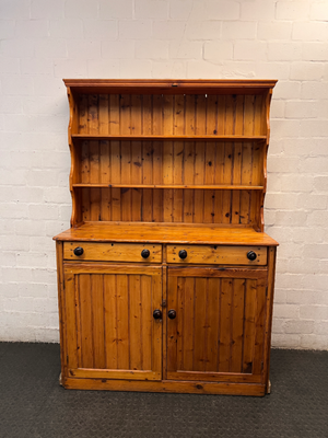 Rustic Pine Kitchen Dresser with Open Shelving — Functional Condition