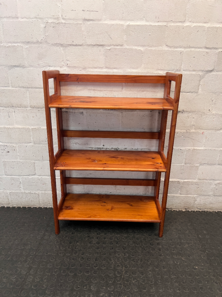 Foldable Three-Tier Wooden Bookshelf — Fair Used Condition