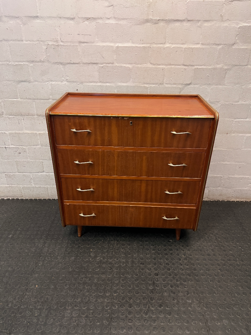 Vintage Mid-Century Style Wooden Chest of Drawers — Well Used Condition