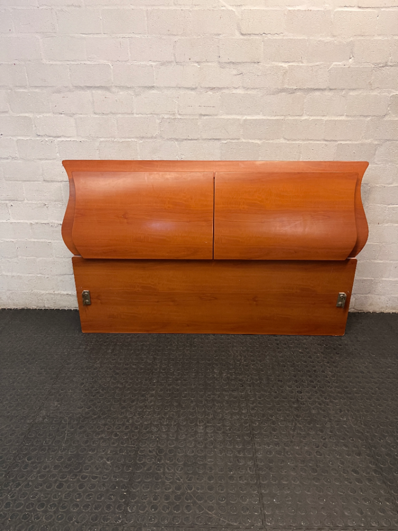 Curved Wood Grain Finish Headboard — Good Neat Condition