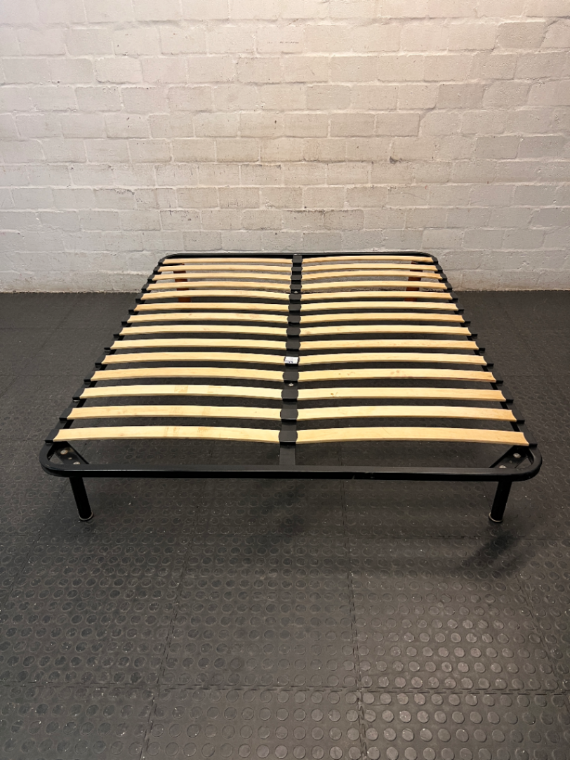 Queen Metal Bed Frame with Wooden Slats